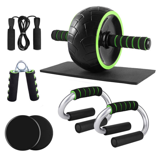 PlaySure Functional Training Device Fitness Set - Black with Single wide wheel with tire-like tread